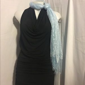 A baby blue sha w/ scarf